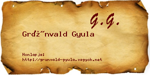Grünvald Gyula névjegykártya